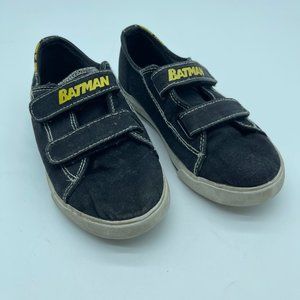 Batman Shoes Kids 13 Black Yellow Ankle Sneakers Adjustable Straps